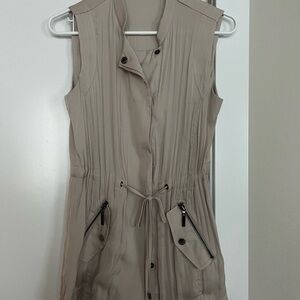 Beige Sleeveless Utility Vest
